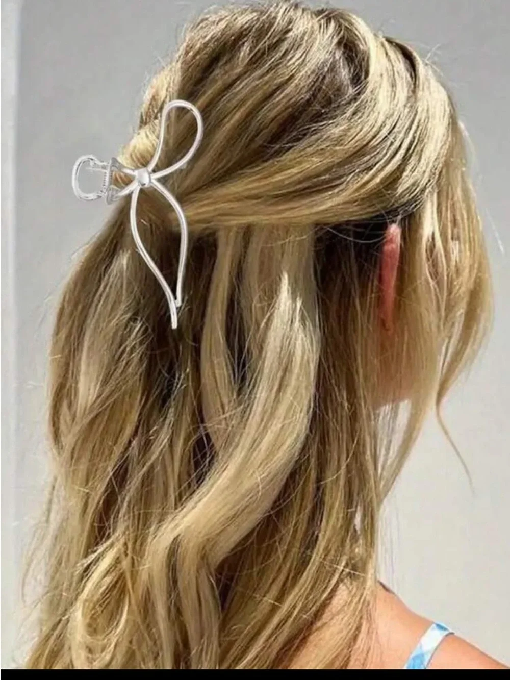Silver Metal Bow Hair Claw Clip NEW 🏷️